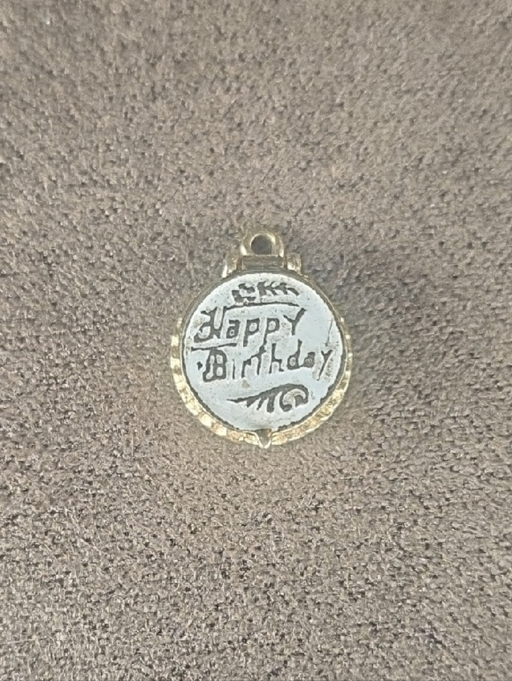14k Happy Birthday Round Pendant Charm Vintage 60's